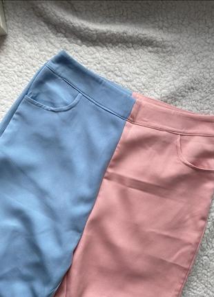 Shein актуальные двухцветные брюки с сердечками трендовые брюки8 фото