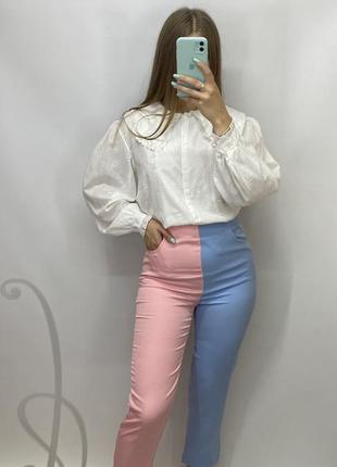Shein актуальные двухцветные брюки с сердечками трендовые брюки5 фото
