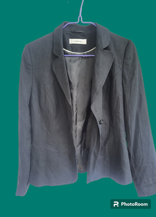 Черный базовый трендовый льняной льняной льняной пиджак жакет от george2 фото