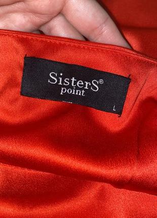 Красная морковная атласная сатиновая блуза с обьемными рукавами3 фото