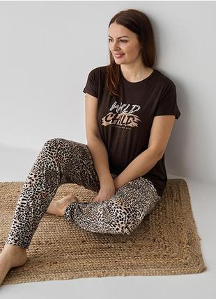 Пижама женская с штанами леопардовая 103613 фото