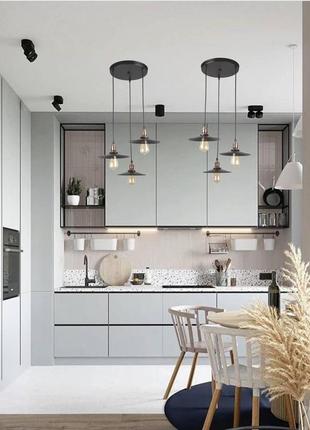 Чёрная люстра на три плафона лофт на круге 30см (52-837f-3 bk)