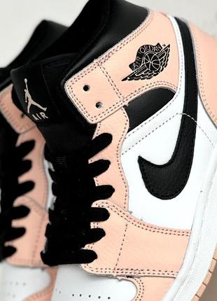 Стильные женские кроссовки найк nike air jordan бело-розовые с черным, деми, кожаные/кожа-женская обувь5 фото