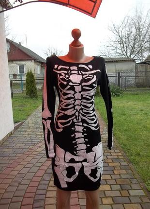 ( 46 / 48 р ) платье скелет хэллоуин хелловін великобритания6 фото
