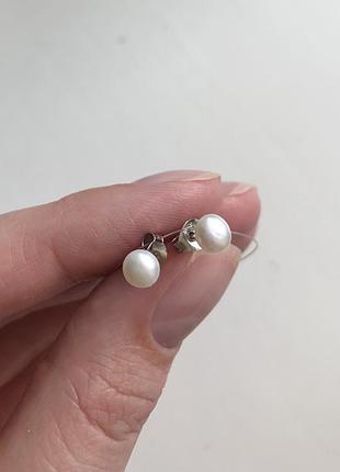 Серьги жемчужины серебряные