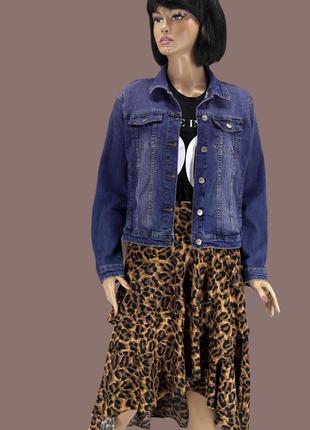 Новая (сток) брендовая вискозная юбка миди с рюшами "oasis" леопардовый принт. размер uk12.5 фото