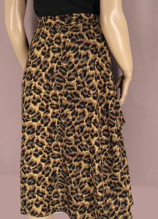 Новая (сток) брендовая вискозная юбка миди с рюшами "oasis" леопардовый принт. размер uk12.4 фото