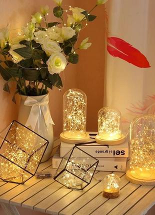 Гирлянда 10 метров. проволочная "роса". led светодиодная. на пальчиковых батарейках