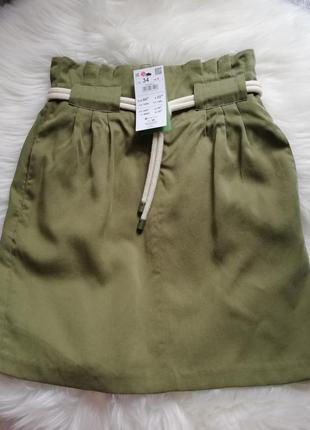 Короткая юбка из материала tencel, мини-юбка reserved, размер: 34, xs2 фото