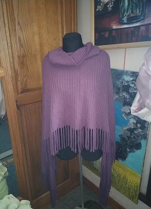 Фіолетовий шарф-пончо