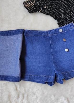 Сині блакитні короткі джинсові шорти зі спідницею на захід спідниця з шортами джинсова міні кнопками5 фото