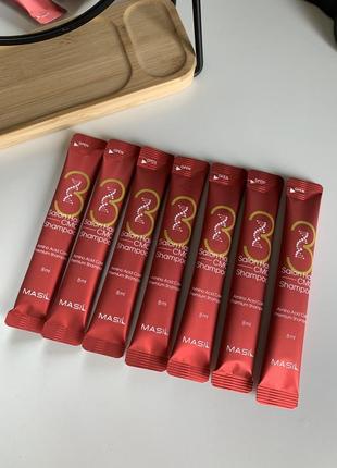 7 шт пробників відновлюючого шампуню masil salon hair shampoo cmc shampoo