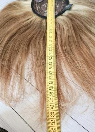 Полупарик накладка топпер шиньон челка макушка 100% натуральный волос.8 фото