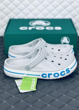 Crocs bayaband clog grey-blue woman кроксы женские летние серо-голубые