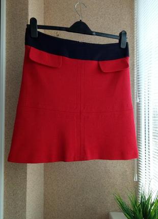 Красивая стильная красная трикотажная юбка мини2 фото