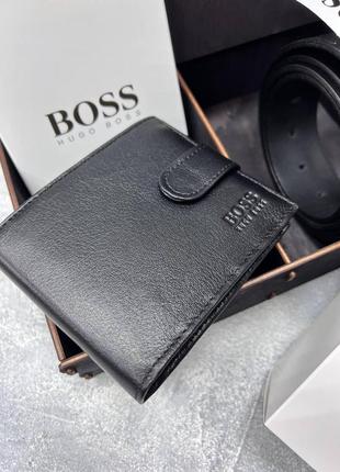 Ремень и кошелёк набор подарочный boss3 фото