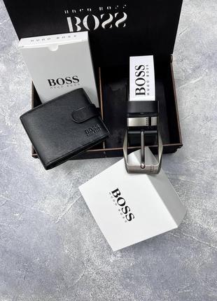 Ремень и кошелёк набор подарочный boss1 фото