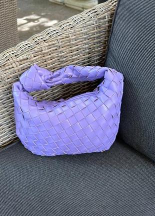 Сумка в стиле bottega violet натуральная кожа фволоэтового цвета