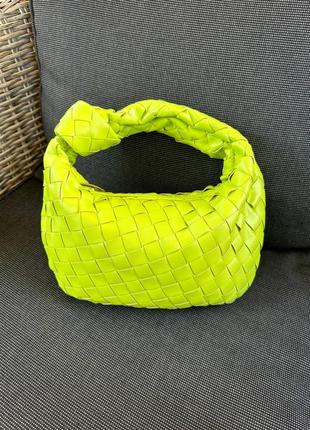 Сумка в стилі  bottega veneta light green натуральна шкіра салатова