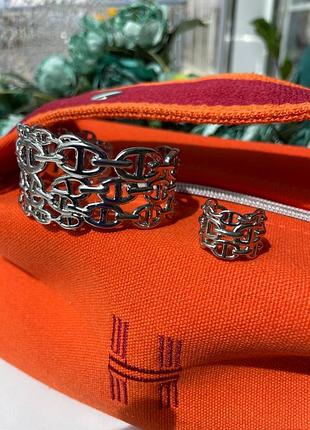 Брендовые комплект браслет и кольцо в стиле hermes ♥️