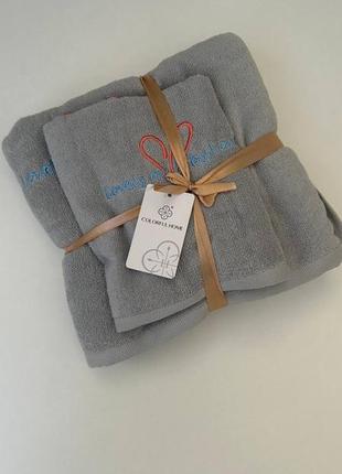 Набір рушників "love", натуральна махра. махровий рушник. полотенца махровые.