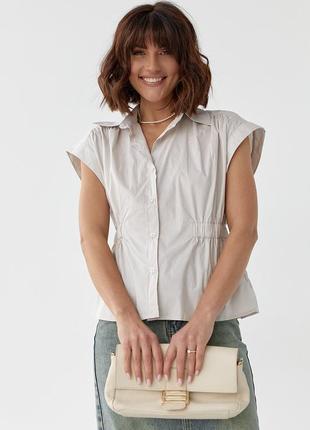 Жіноча сорочка з гумкою на талії — світло-сірий колір, l (є розміри)