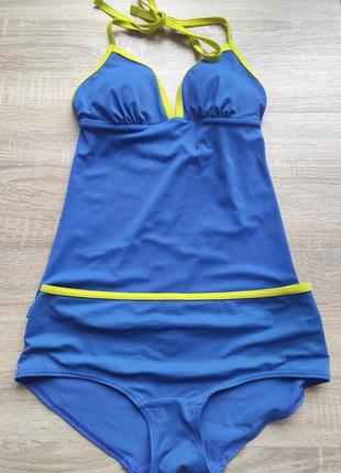 Жіночий купальник брендовий спортивний топ майка синій жовтий патріотичний marks spencer