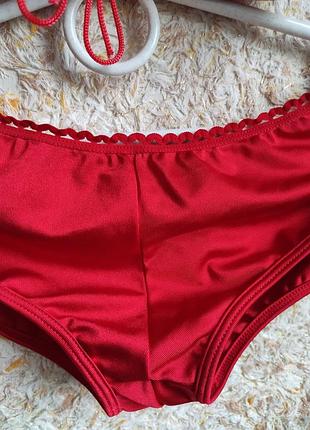 Жіночий купальник на зав'язках брендовий червоний зі шнурівкою g world collection3 фото