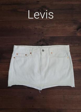 Женская джинсовая юбка levis original white mini jean skirt оригинал