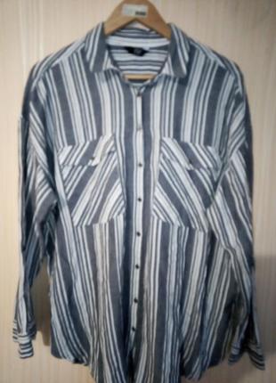 Коттоновая рубашка в полоску 56 размера индия1 фото