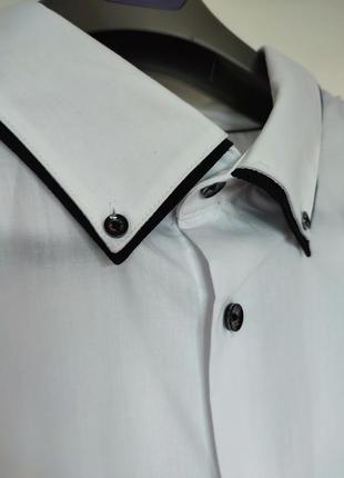Мужская белая рубашка с вставками фирменная брендовая большой размер большая4 фото