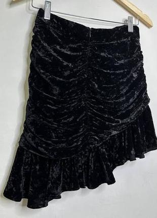 Черная велюровая юбка zara