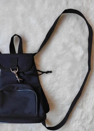 Чорний тканинний повсякденний маленький рюкзак міський класичний джинсовий із кишенею3 фото