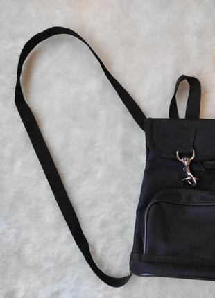 Черный тканевый повседневный маленький рюкзак городской классический джинсовый с карманом2 фото