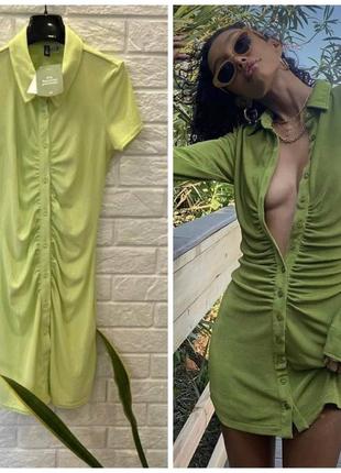 Продам трендовое платье цвета лайм в рубчик от hm
