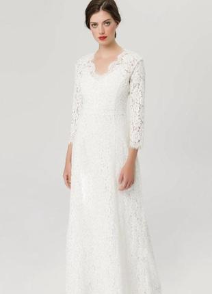 Белое праздничное свадебное вечернее брендовое платье