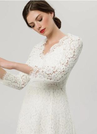 Белое праздничное свадебное вечернее брендовое платье4 фото