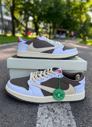 Кожаные кроссовки nike air jordan 1 low x travis scott'sail and ridgerock'