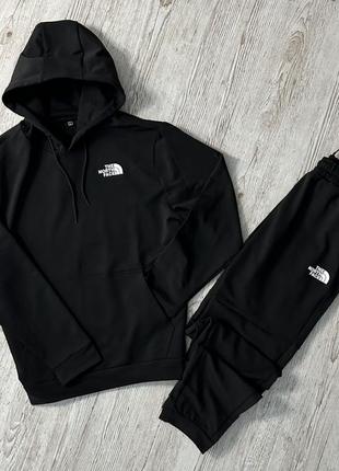 Комплект спортивный костюм tnf черный худи + черные штаны