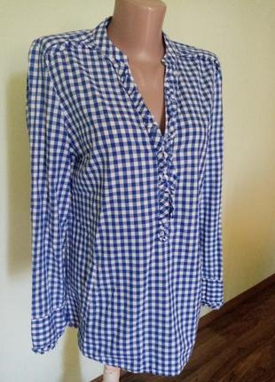 Рубашка блуза блузка в клетку голубая рубашка