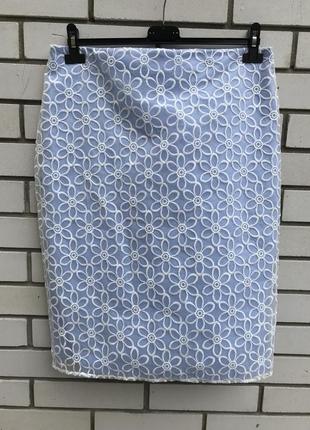 Кружевная голубая цветочная юбка миди из органзы f&f