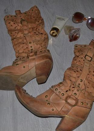 Сапоги кожаные, летние- демисезонные