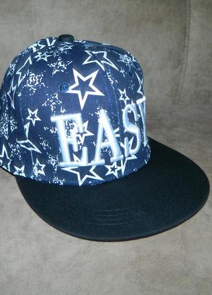 Бейсболка кепка новая летняя унисекс 56-58  тракер snapback синяя со звездами