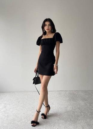 Платье мини со шнуровкой на спине сборка на груди платье короткая черная зеленая розовая трендовая в стиле зара zara2 фото