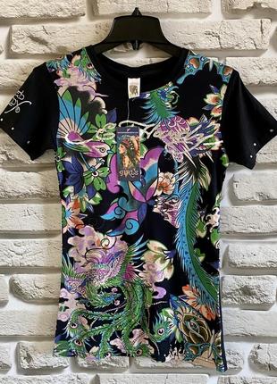 Футболка ed hardy. черная с принтом койя. оригинал. новая . р хс .1 фото