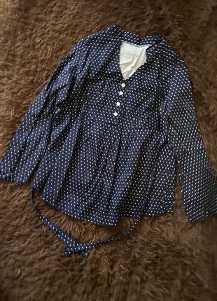 Блуза для вагітних темно-синього кольору в горох