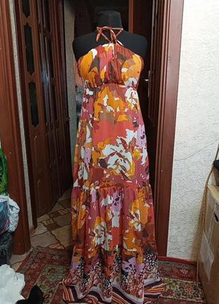 Сарафан в пол,новый,шёлк,шифон,на подкл.батал,р.52,50,48турция,ц.250 гр