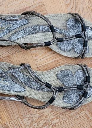 Эспадрильи на плоской подошве босоножки сандалии женские серебристо-коричневые кожа 39 размер3 фото