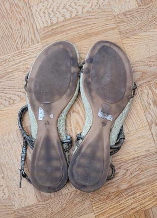 Эспадрильи на плоской подошве босоножки сандалии женские серебристо-коричневые кожа 39 размер5 фото