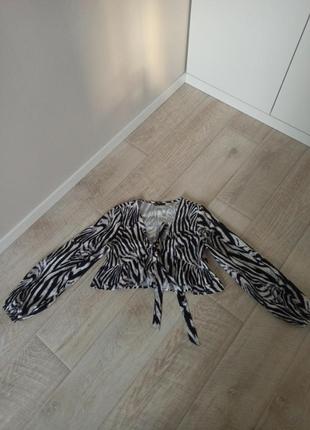 Блуза накидка на завязках shein зебра5 фото